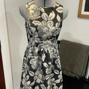 Anthropologie Tabitha Metallic Floral Jacquard Dress Sz. 4